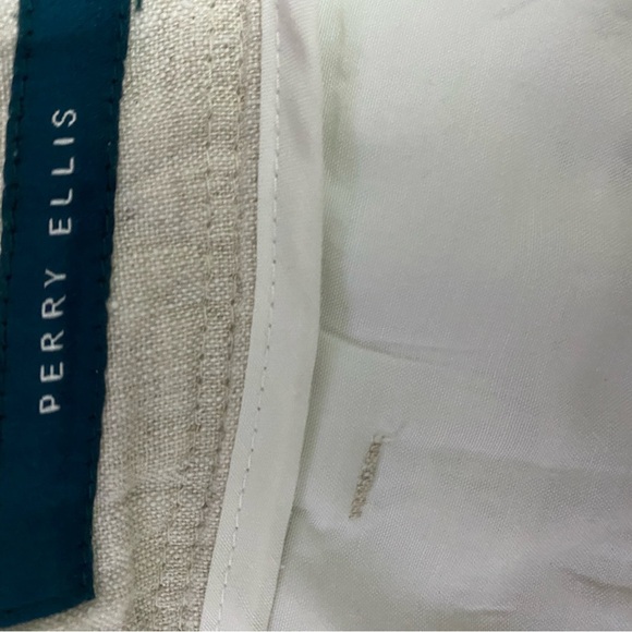 Perry Ellis Men’s Cream Colored Button Fly 100% Linen Pants.  34 X 30. - Picture 5 of 8
